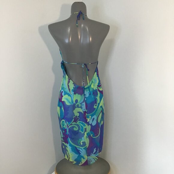 Denise Collection Silk Halter Mini Dress Size 4 - Picture 4 of 12